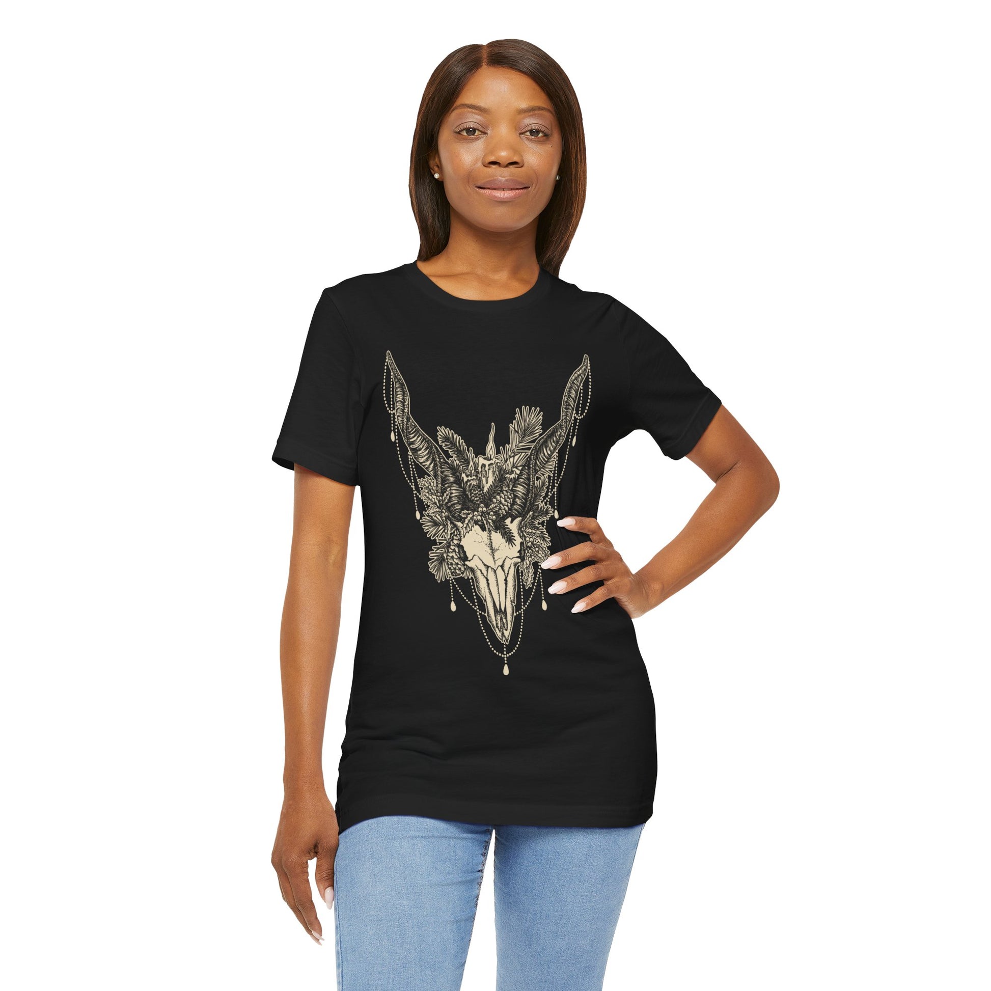 Gothic Yule Goat Unisex T-shirt - Black - Red Finch Creations