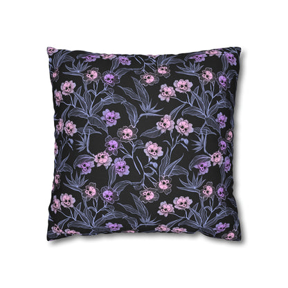 Pastel Goth Spun Polyester Square Pillow Case - Pink & Black - Red Finch Creations