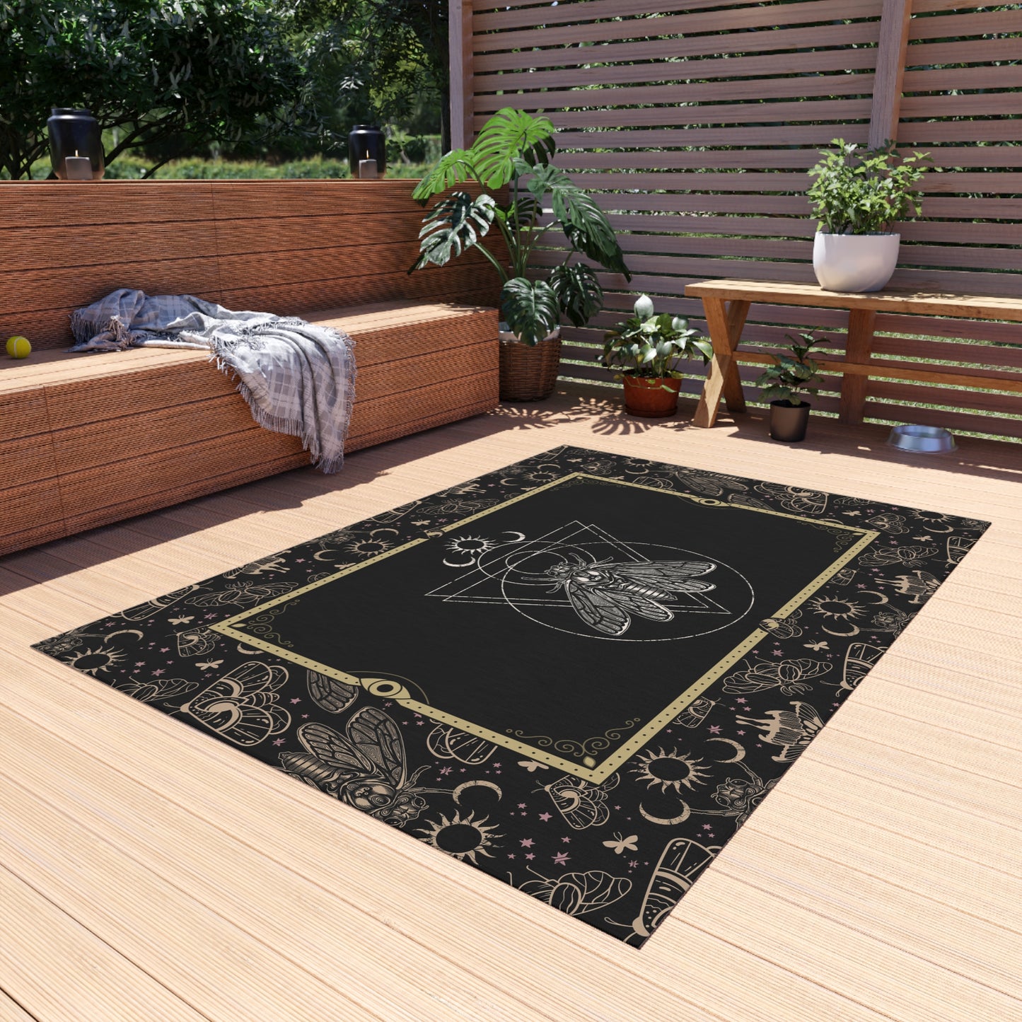 Occult Cicada Indoor/Outdoor Area Rug - Red Finch Creations