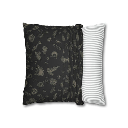 Occult Snake Skeleton Faux Suede Throw Pillow Case - Red Finch Creations