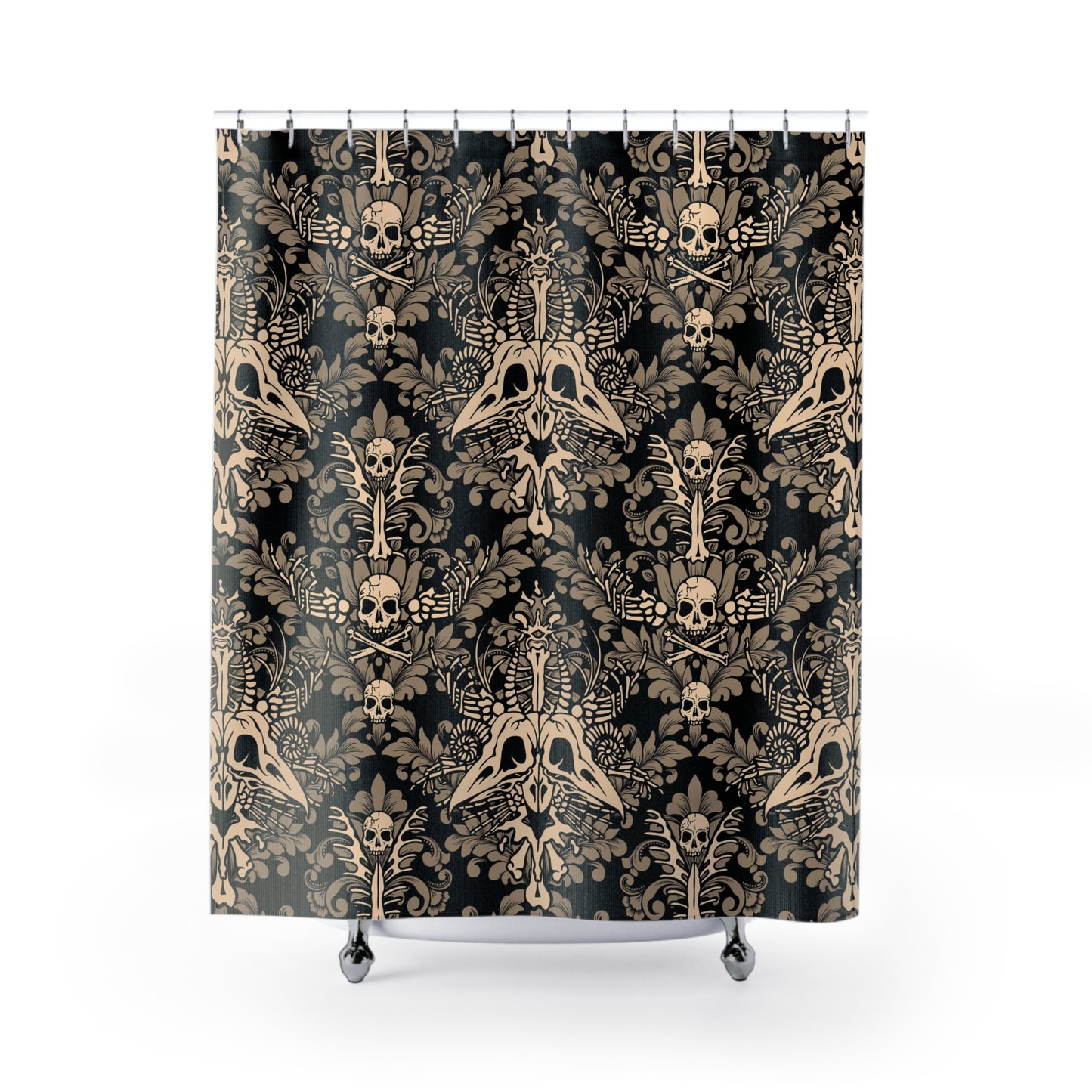Damask Bones Shower Curtain - Beige - Red Finch Creations