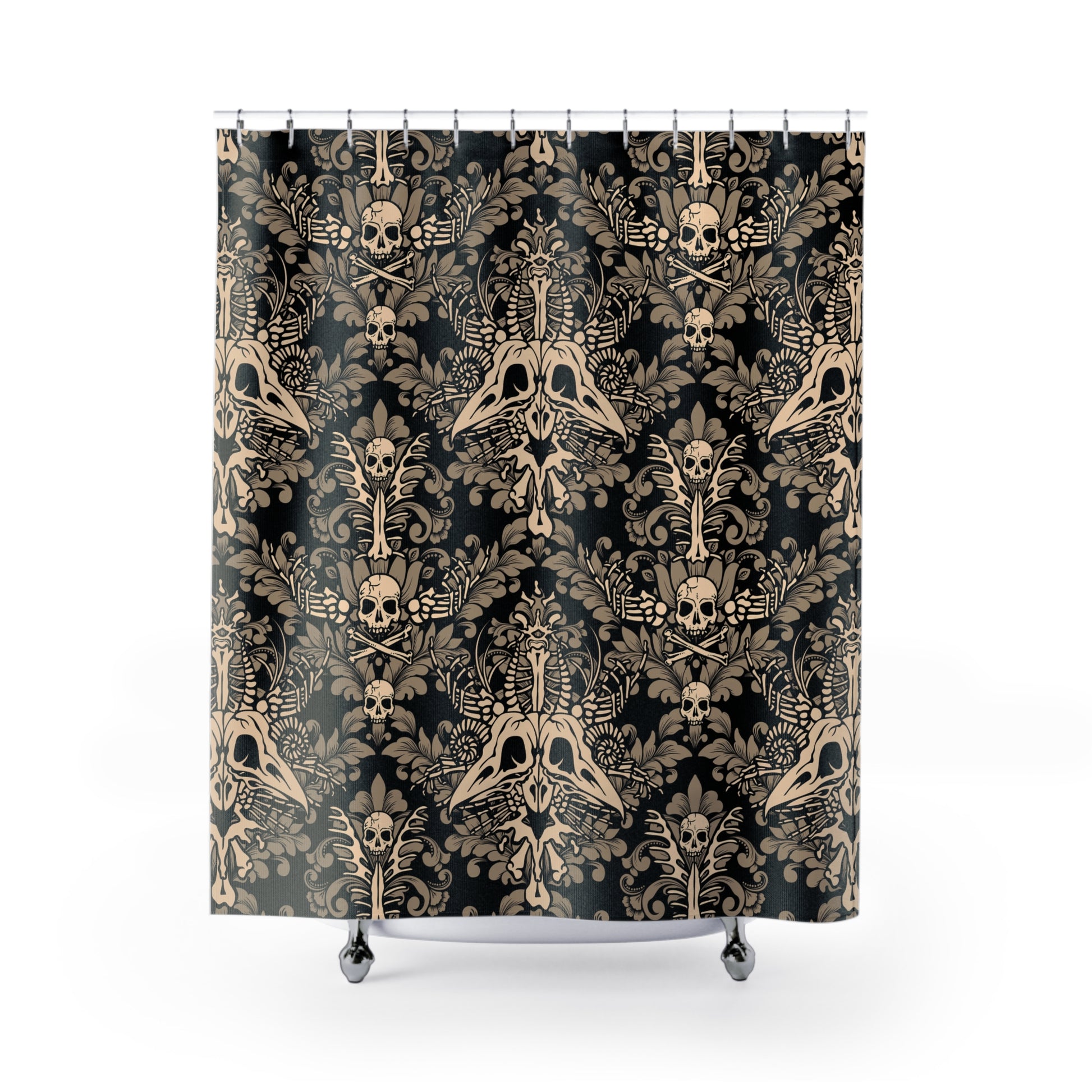 Damask Bones Shower Curtain - Beige - Red Finch Creations