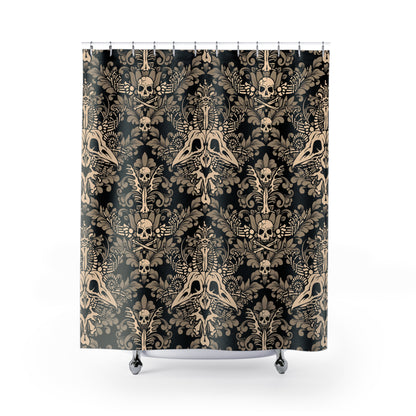 Damask Bones Shower Curtain - Beige - Red Finch Creations