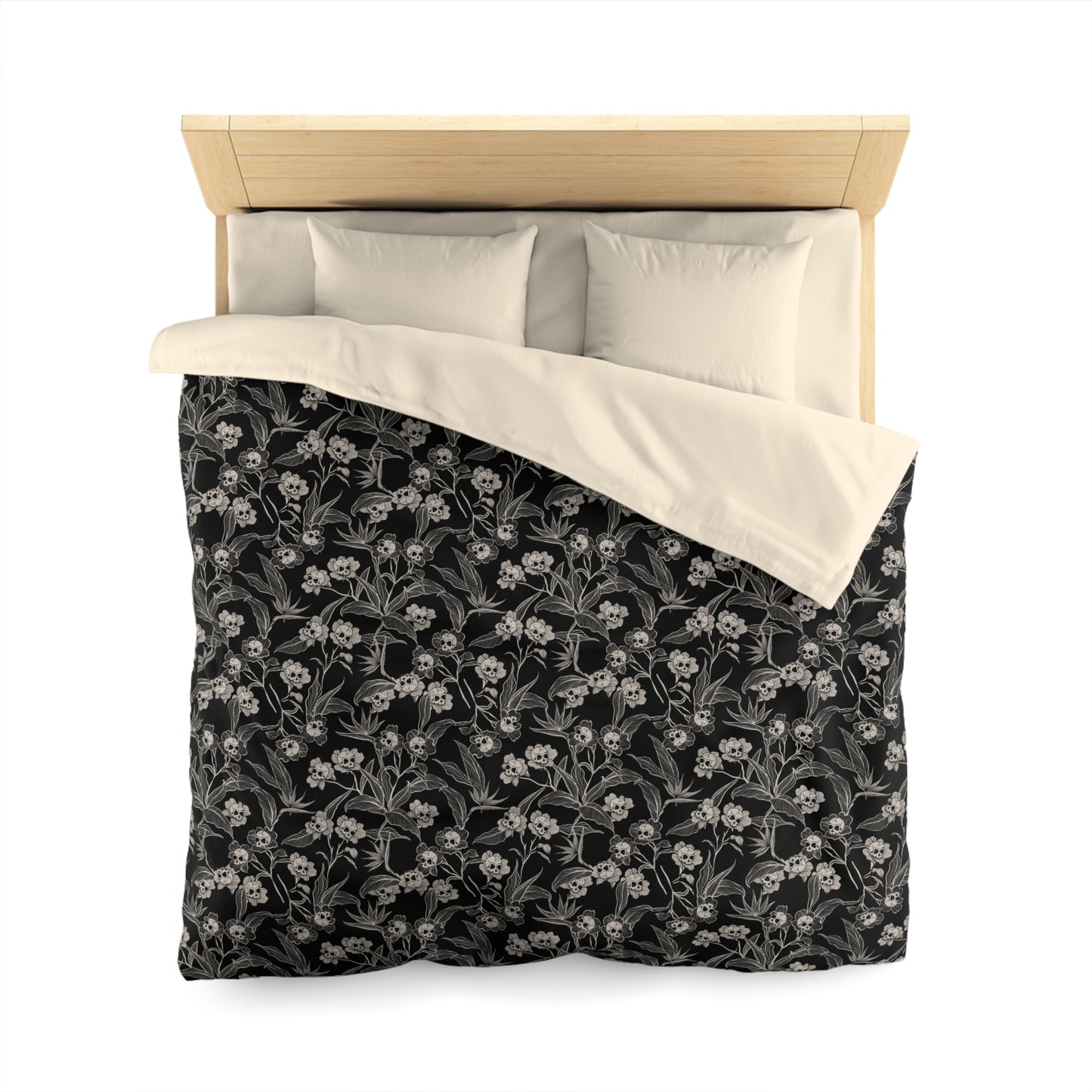 Gothic Floral Duvet Cover - Black + Cream - Red Finch Creations