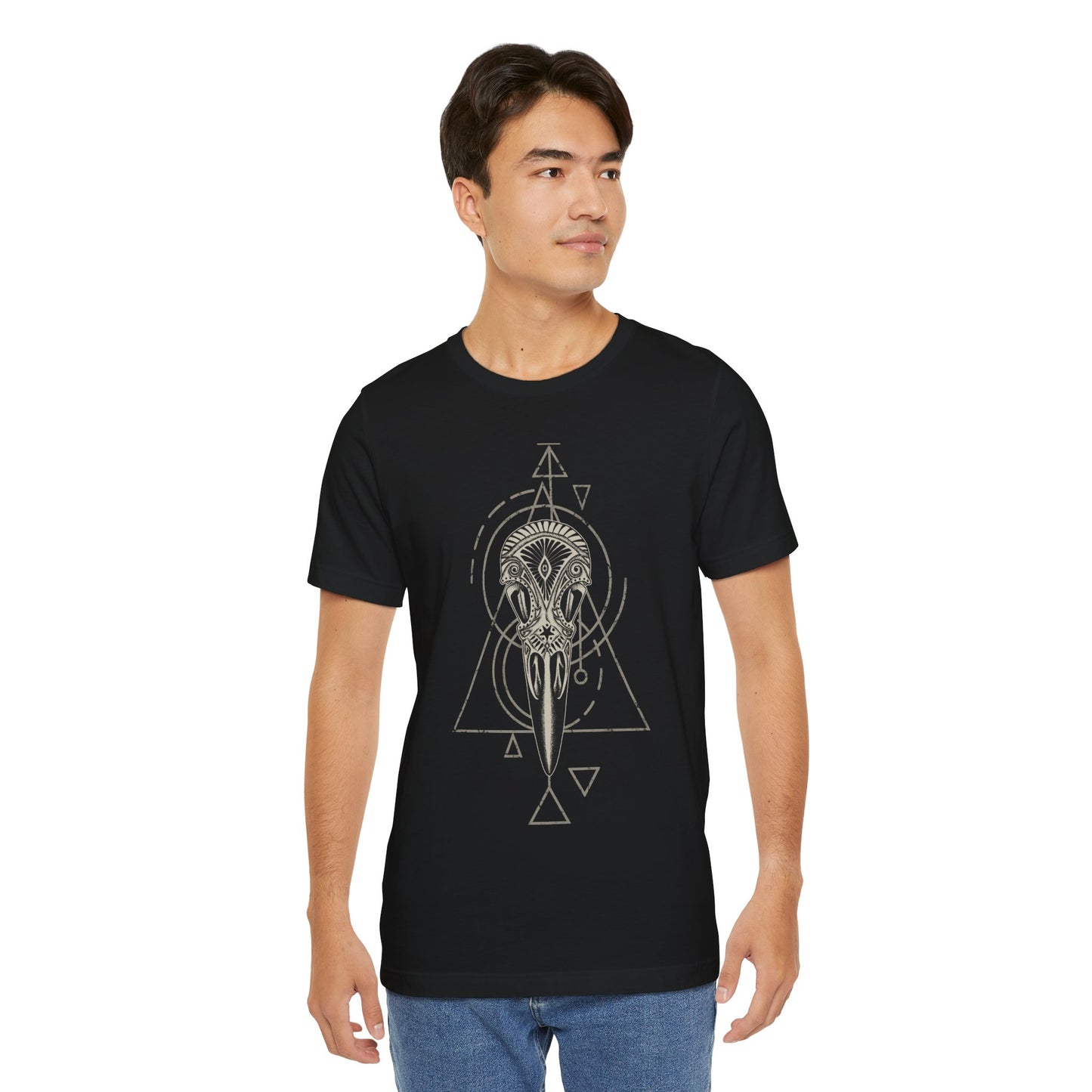 Carved Raven Skull Unisex T-Shirt - Black - Red Finch Creations