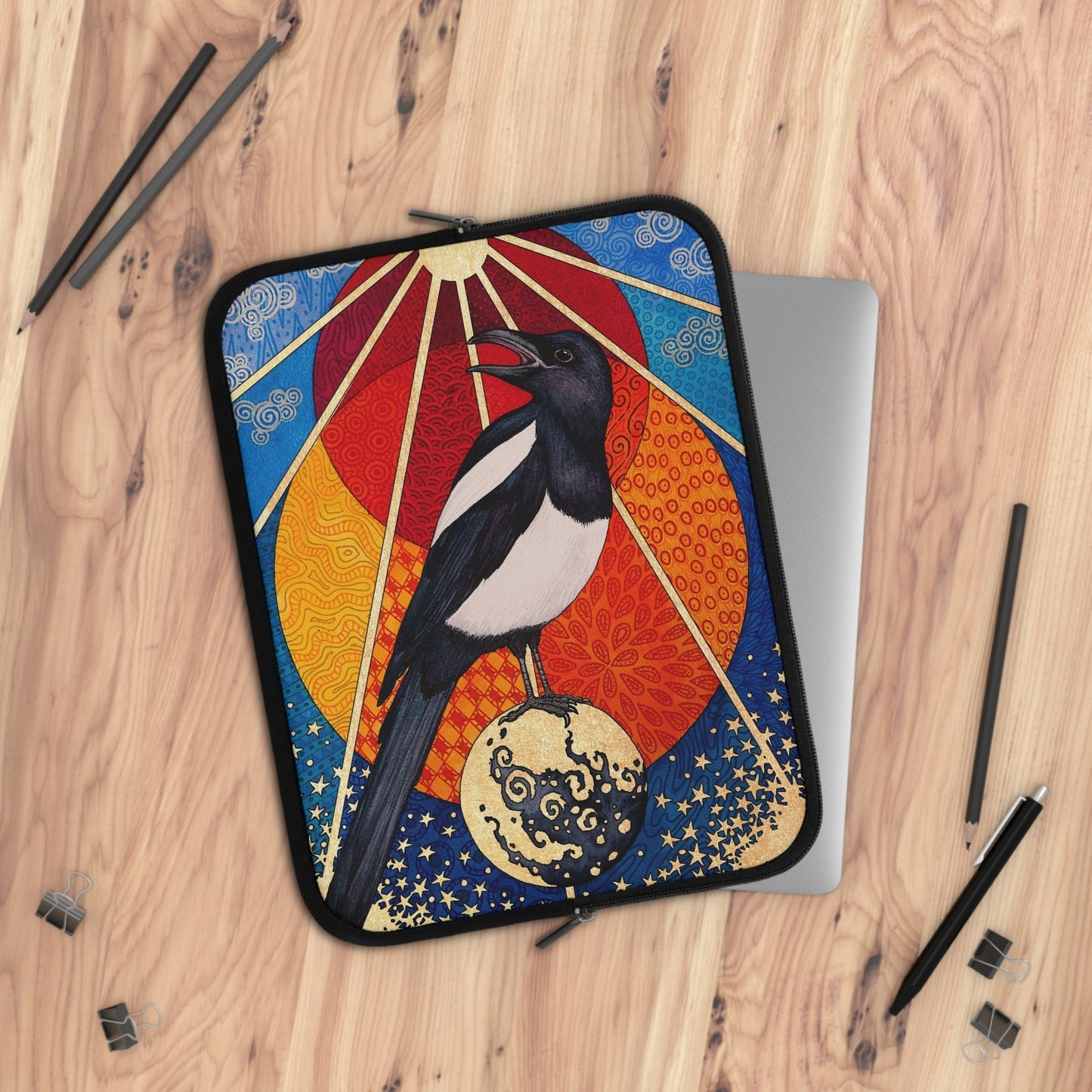 Whimsigoth Esoteric Magpie Laptop Sleeve - Red Finch Creations