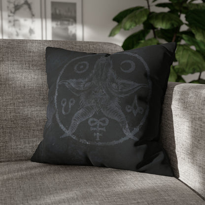 Dark Satanic Spun Polyester Throw Pillow Case - Black - Red Finch Creations