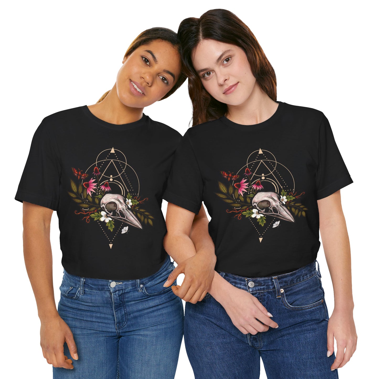 Forest Witch Occult Floral Unisex T-Shirt - Black - Red Finch Creations