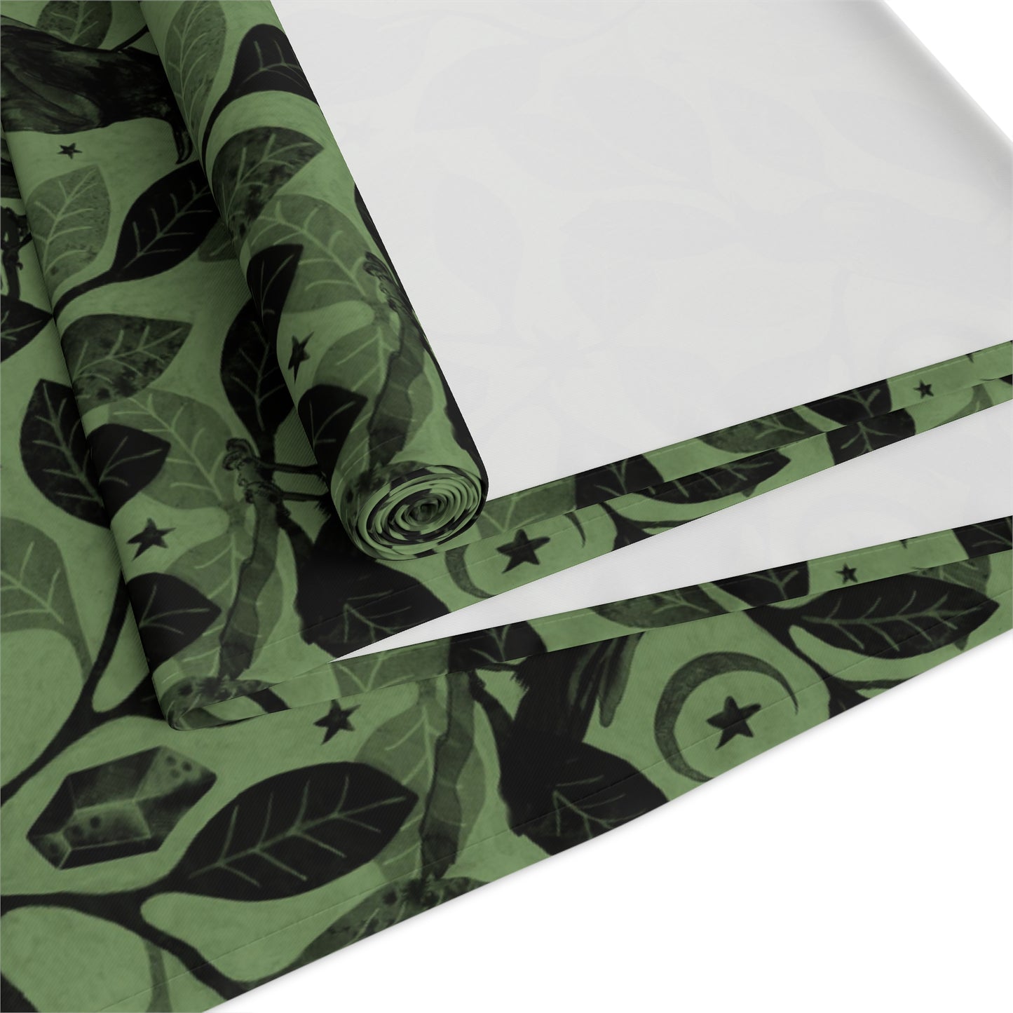 Witchy Watercolor Raven Table Runner - Green - Red Finch Creations