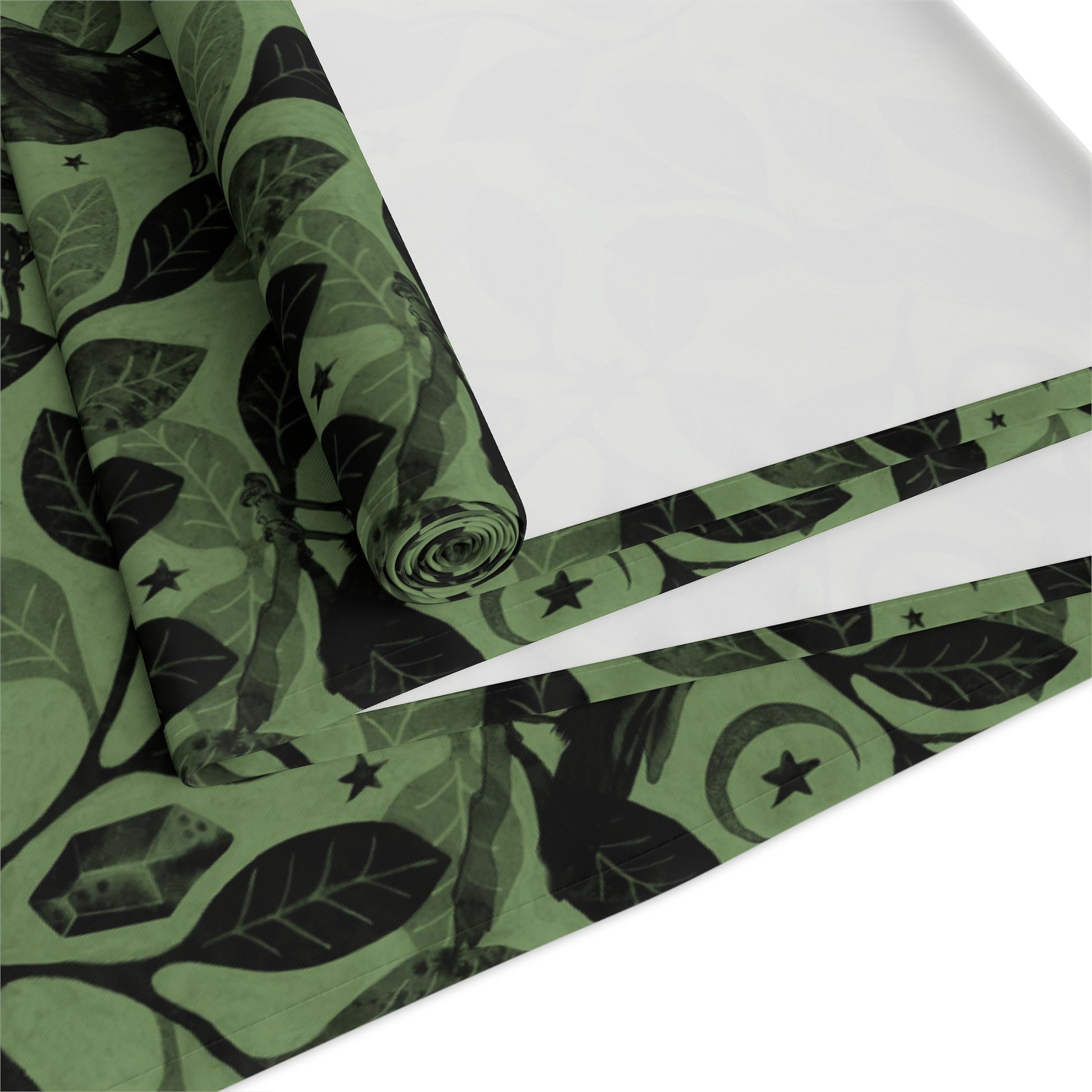 Witchy Watercolor Raven Table Runner - Green - Red Finch Creations