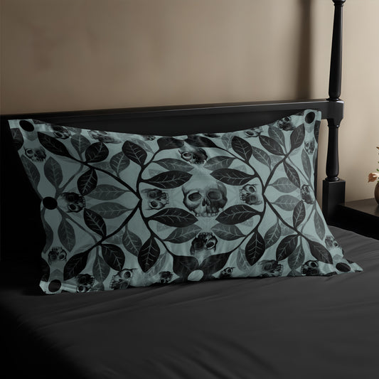 Watercolor Skull Microfiber Pillow Sham - 1pc Steel Blue - Red Finch Creations