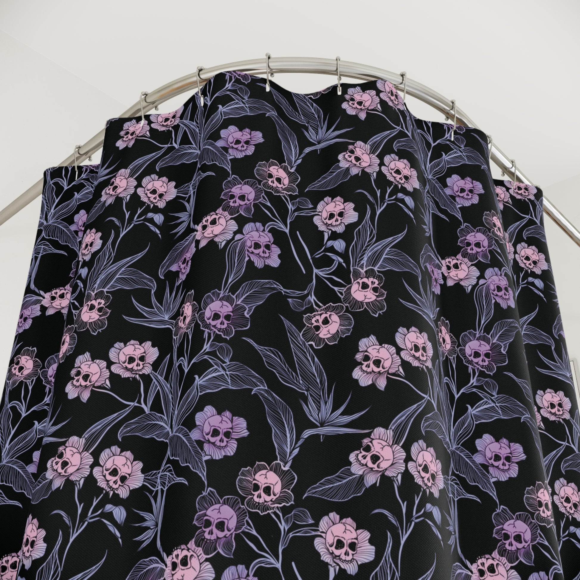 Pastel Goth Floral Shower Curtain - Pink - Red Finch Creations