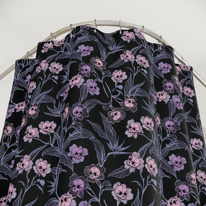 Pastel Goth Floral Shower Curtain - Pink - Red Finch Creations