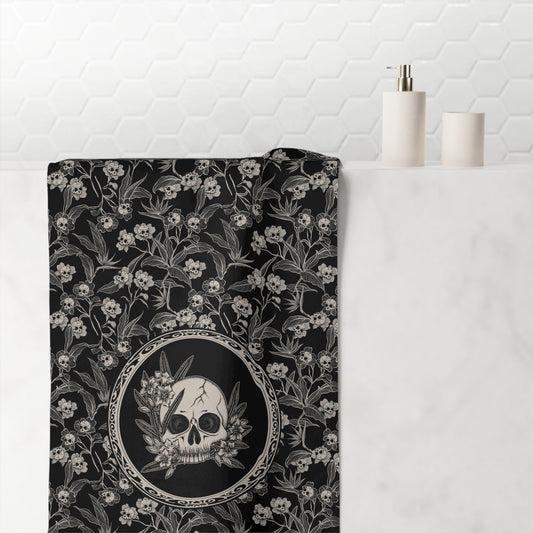 Gothic Floral Skull Bath or Beach Towel - Red Finch Creations