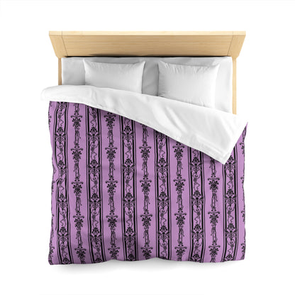 Baroque Dancing Skeleton Duvet Cover - Pink