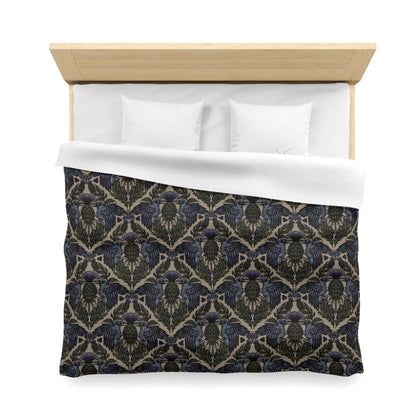 Art Nouveau Raven Thistle Duvet Cover - Multi-Color