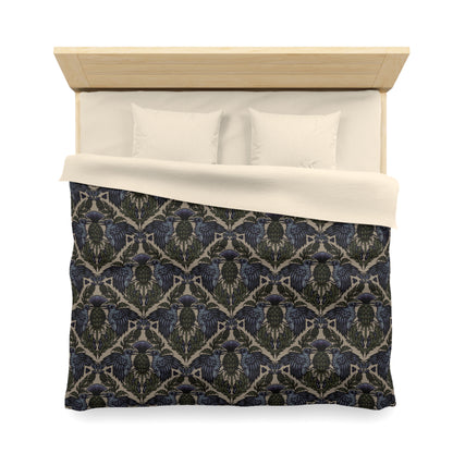 Art Nouveau Raven Thistle Duvet Cover - Multi-Color