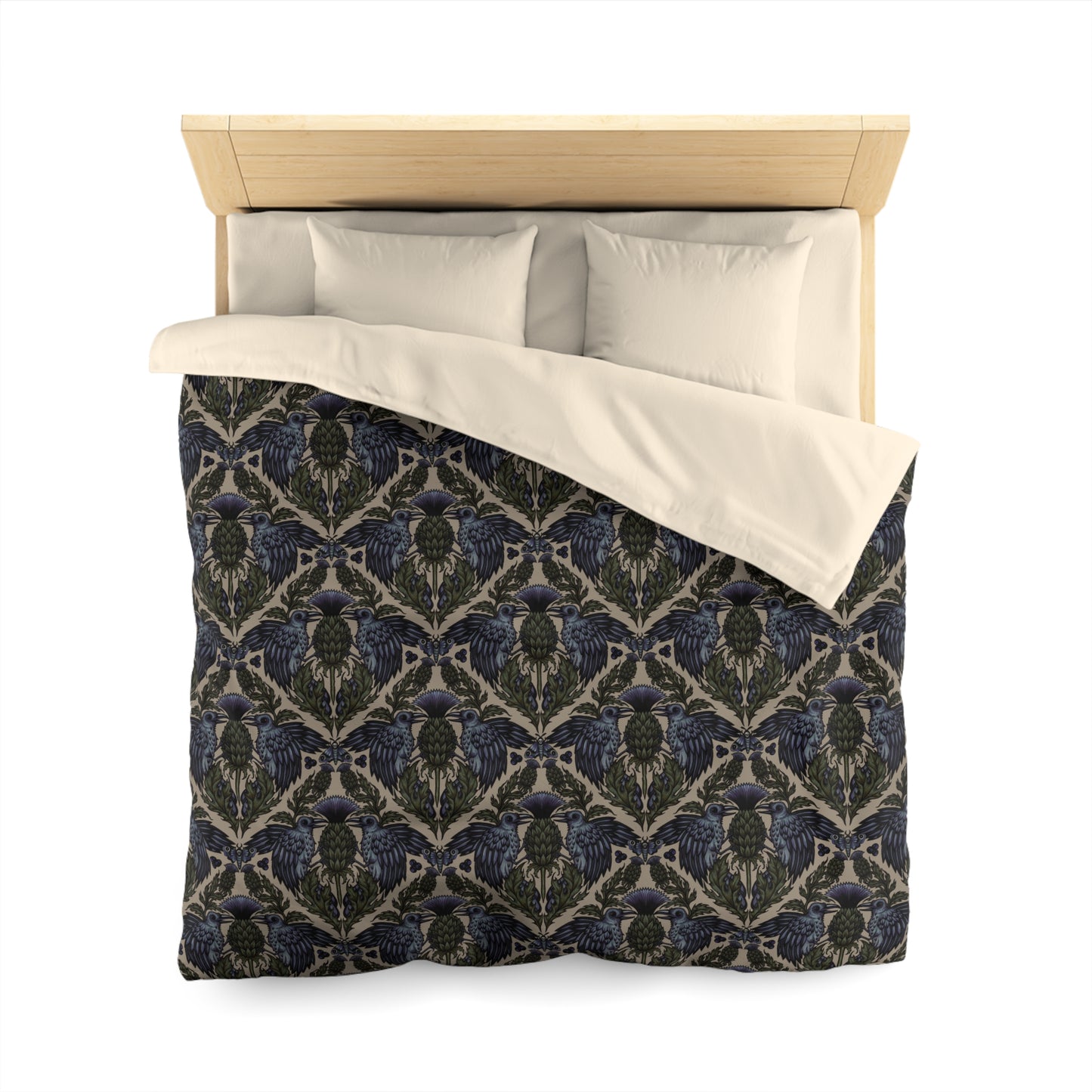 Art Nouveau Raven Thistle Duvet Cover - Multi-Color