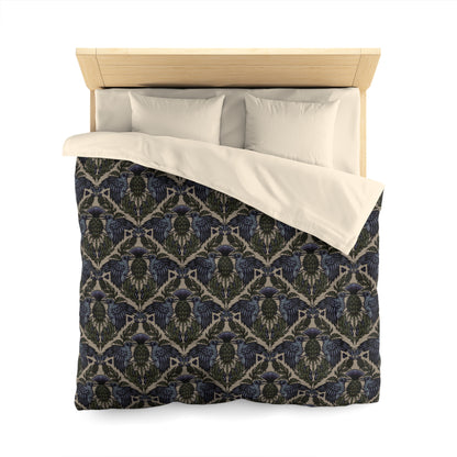 Art Nouveau Raven Thistle Duvet Cover - Multi-Color