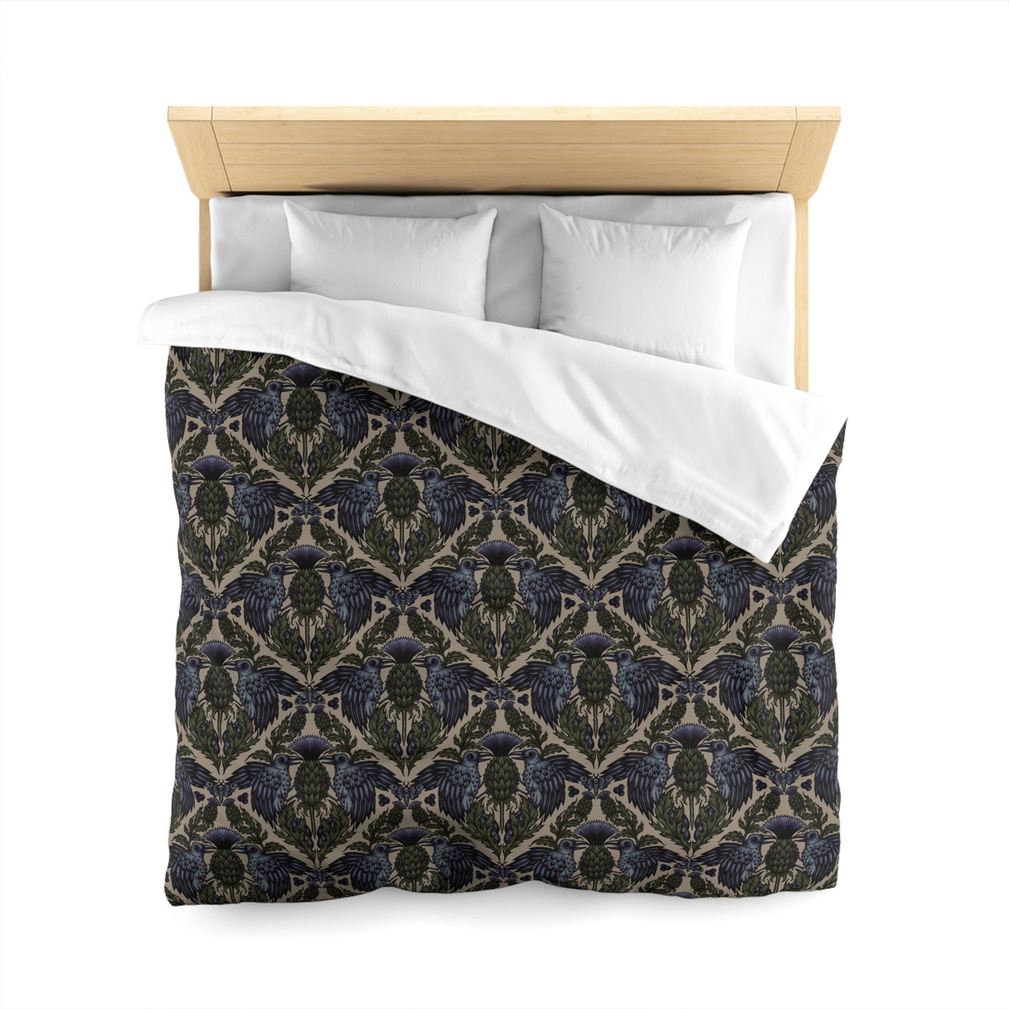 Art Nouveau Raven Thistle Duvet Cover - Multi-Color