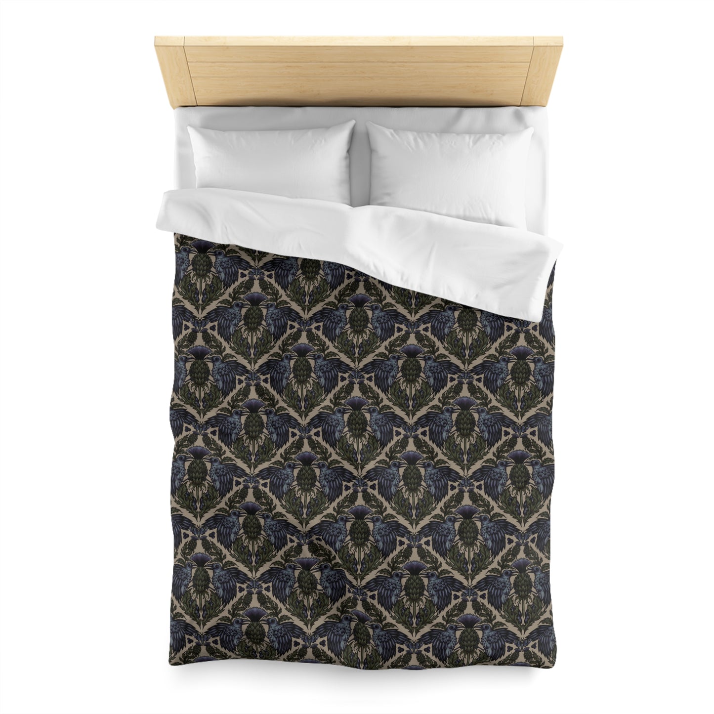 Art Nouveau Raven Thistle Duvet Cover - Multi-Color