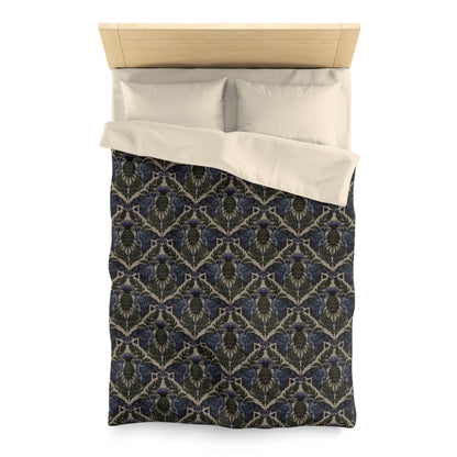 Art Nouveau Raven Thistle Duvet Cover - Multi-Color