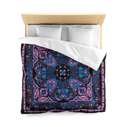 Dancing Skeleton Duvet Cover - Pink & Black