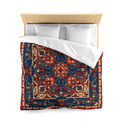 Dancing Skeleton Duvet Cover - Red & Midnight Blue