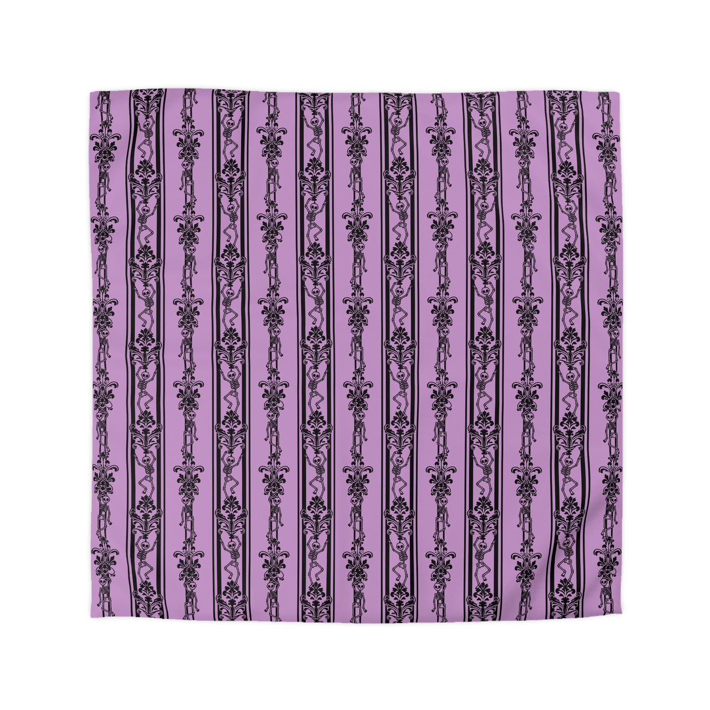 Baroque Dancing Skeleton Duvet Cover - Pink