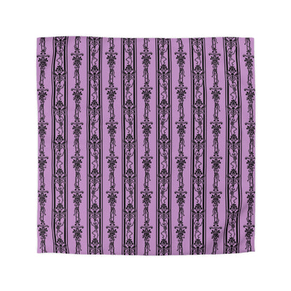 Baroque Dancing Skeleton Duvet Cover - Pink