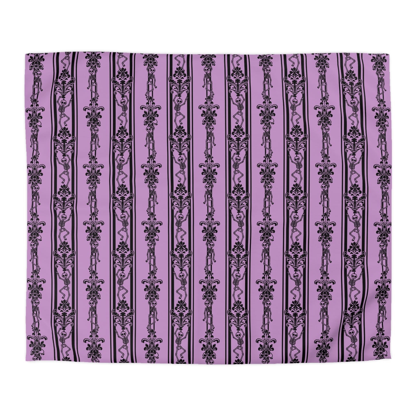 Baroque Dancing Skeleton Duvet Cover - Pink
