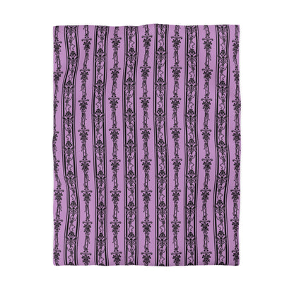 Baroque Dancing Skeleton Duvet Cover - Pink