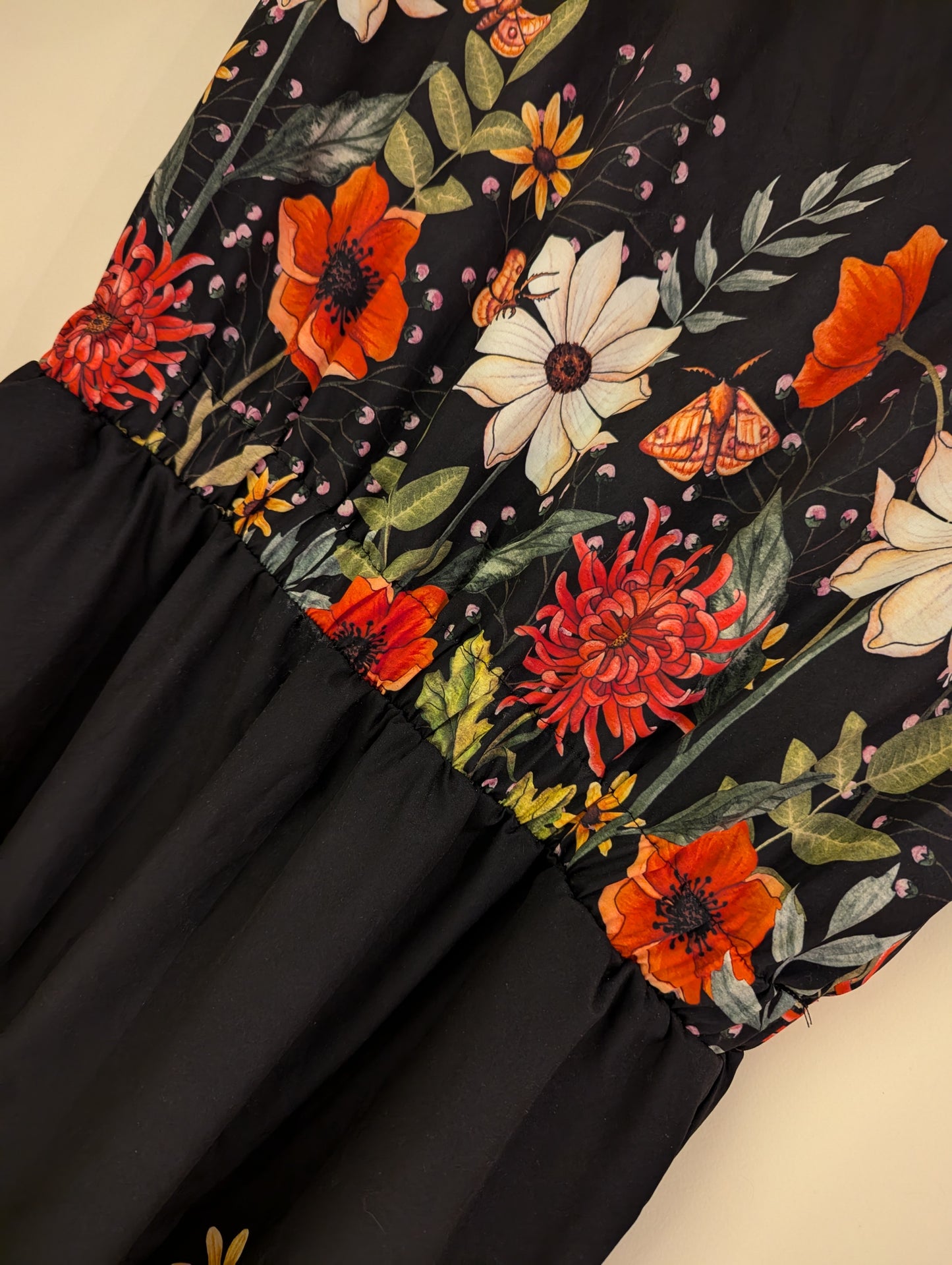 Moody Floral Blouson Pocket Dress