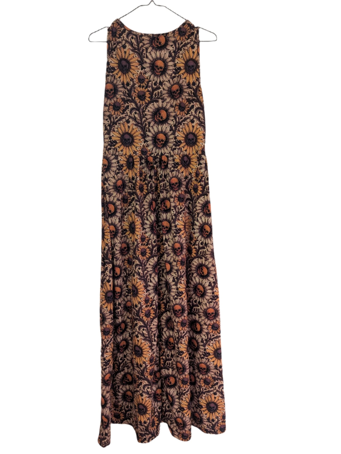 Sunflower Skull Maxi Dress with Pockets