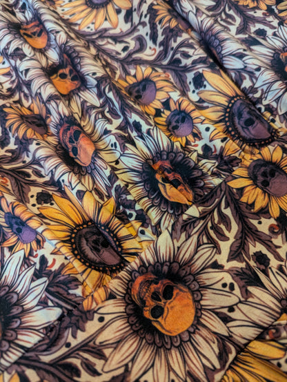 Sunflower Skull Maxi Dress with Pockets