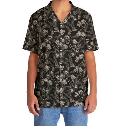 Spooky Tiki Gothic Floral Hawaiian Shirt - Red Finch Creations