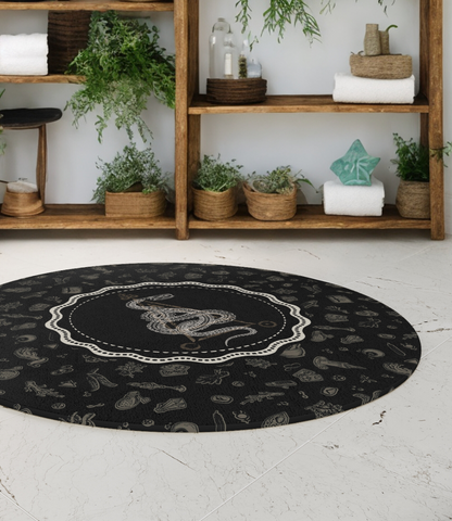 Occult Snake Skeleton Round Rug - Red Finch Creations