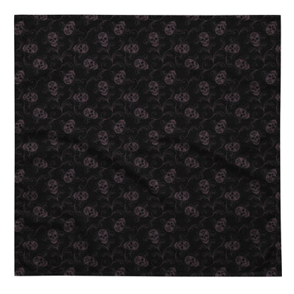 Dark Academia Skull Bandana - Black + Eggplant - Red Finch Creations