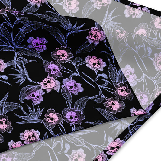 Pastel Goth Floral Bandana - Pink + Black - Red Finch Creations