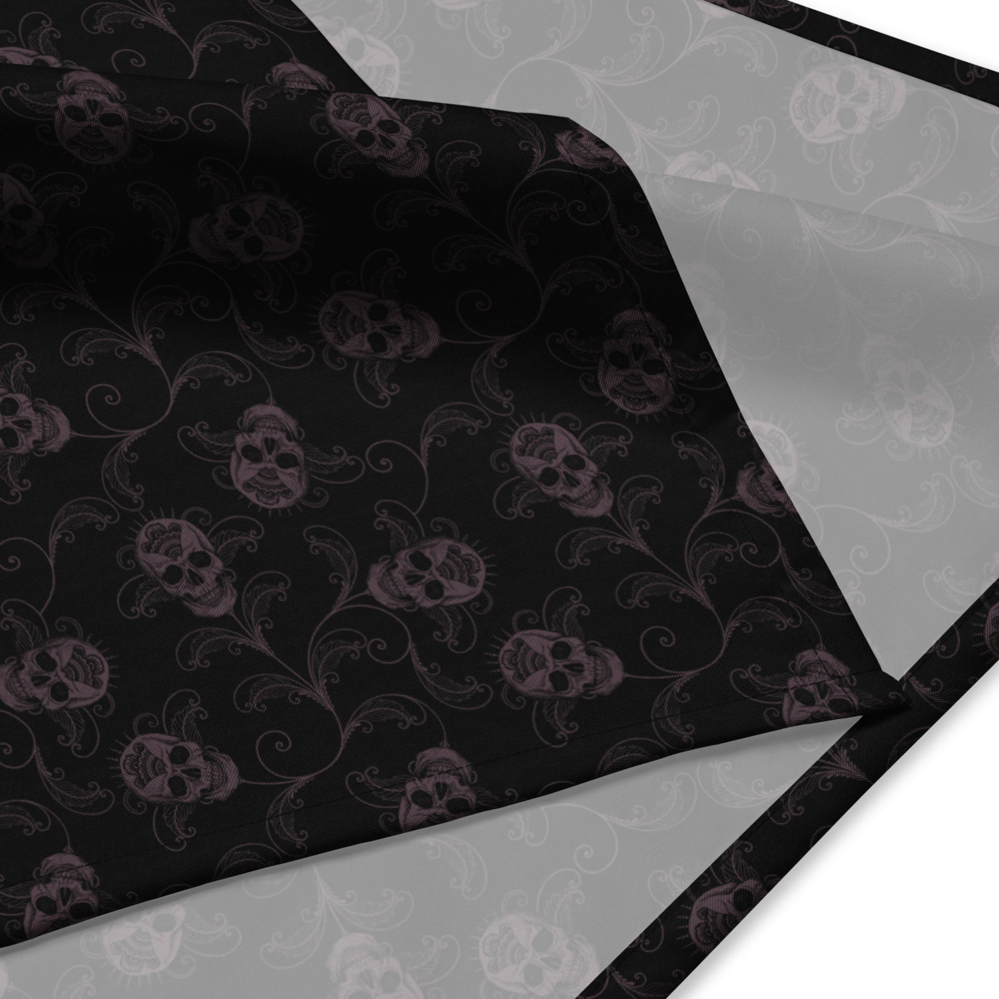 Dark Academia Skull Bandana - Black + Eggplant - Red Finch Creations