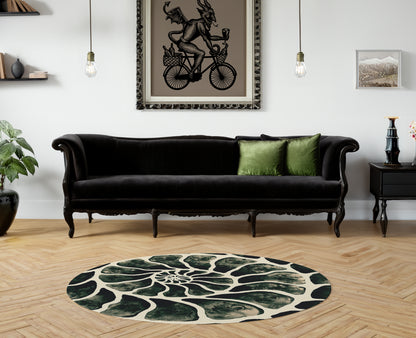 Macabre Ammonite Skull Round Rug - Red Finch Creations