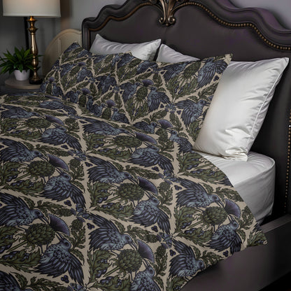 Art Nouveau Raven Thistle Duvet Cover - Multi-Color