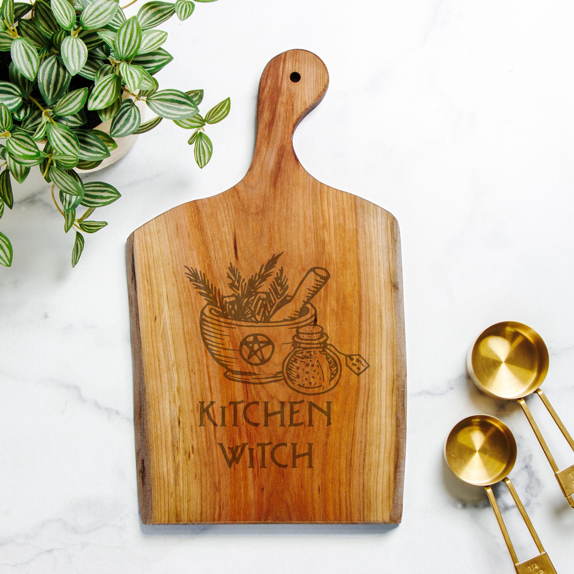 Kitchen Witch Rustic Cherry Wood Serving Board - Red Finch Creations