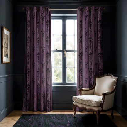 Dancing Skeleton Blackout Grommet Curtains | 2 Pieces - Mauve