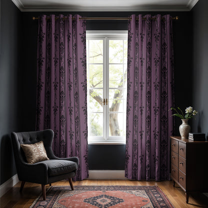 Dancing Skeleton Blackout Grommet Curtains | 2 Pieces - Mauve
