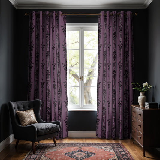 Dancing Skeleton Blackout Grommet Curtains | 2 Pieces - Mauve
