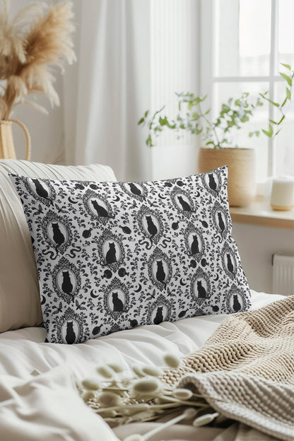 Gothic Cat Duvet Cover - Black + White