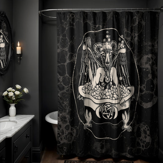 Bathomet Occult Humor Shower Curtain - Red Finch Creations