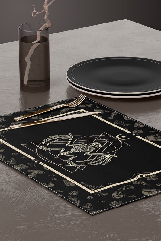 Occult Bat Skeleton Placemat Set - Red Finch Creations