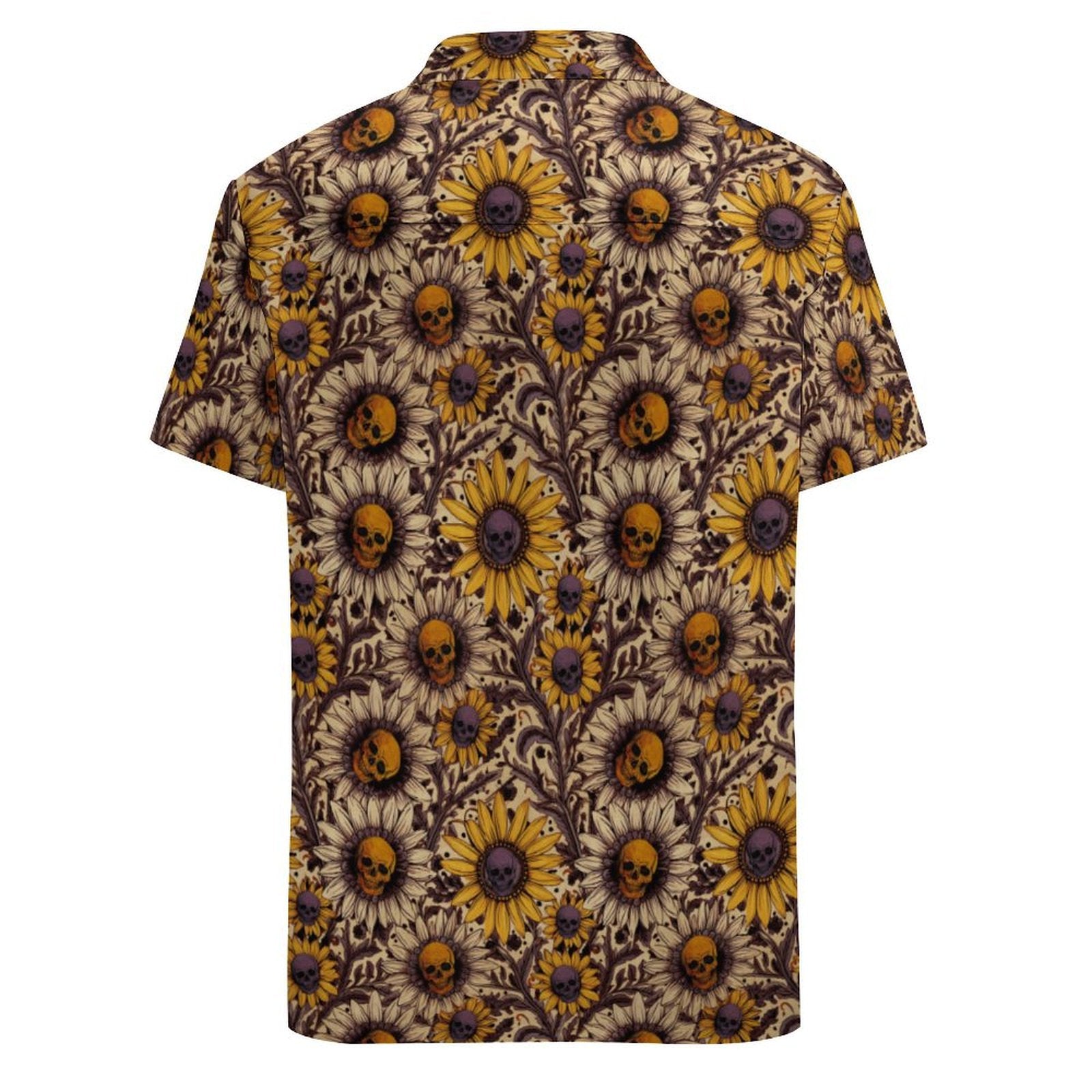 Sunflower Skull Gothic Floral Hawaiian Shirt - Red Finch Creations